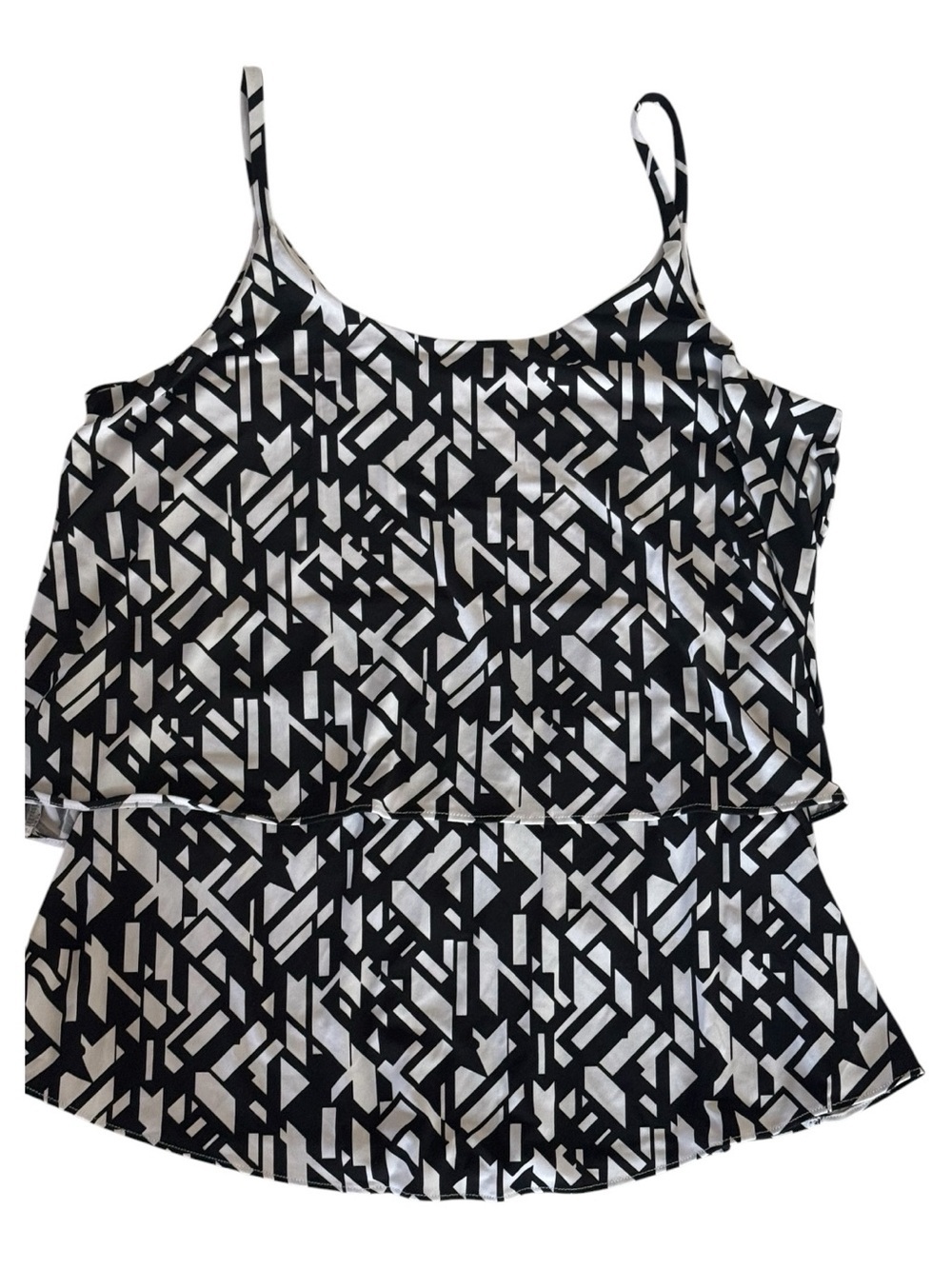 White House Black Market Black & White Geometric Layered Cami - Picture 2 of 5